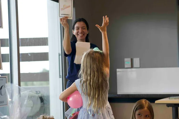 Kids taking part in a hands-on LingoStars Spanish immersion workshop